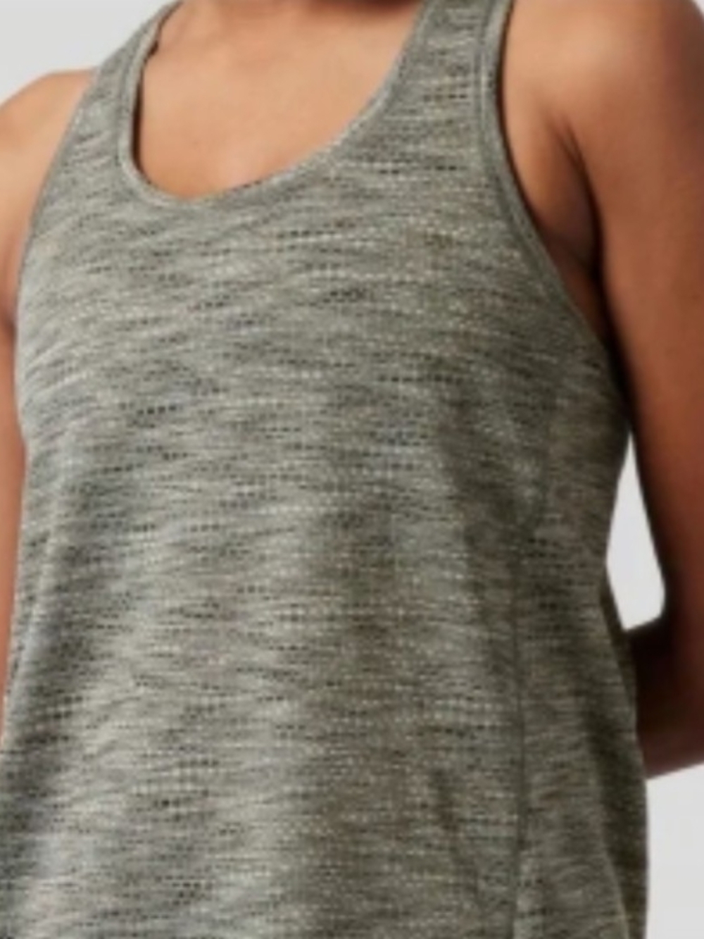 Athleta Olive Heather Knit Scoop Mesh Racerback Tank 2X NWT
